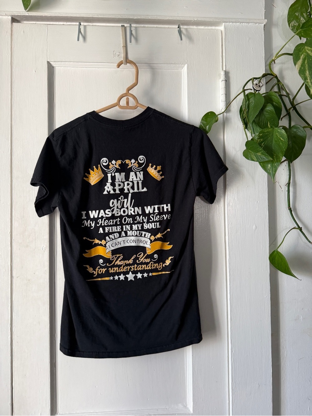April Born Graphic Tee adult small - Black